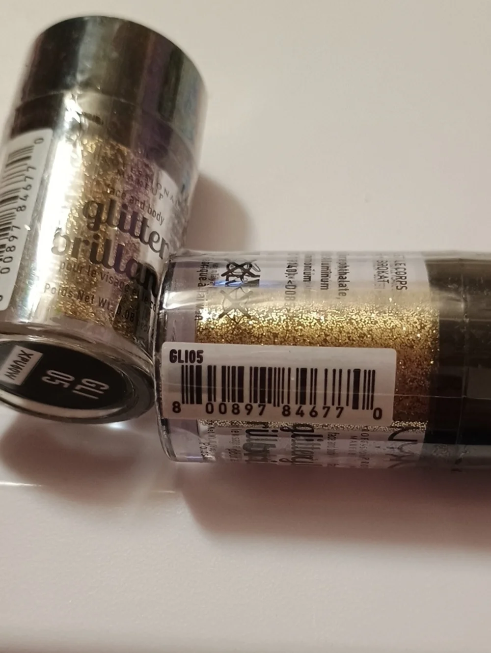 2 x NYX Professional Makeup Glitter Brilliance Face + Body Glitter GLI05 Gold